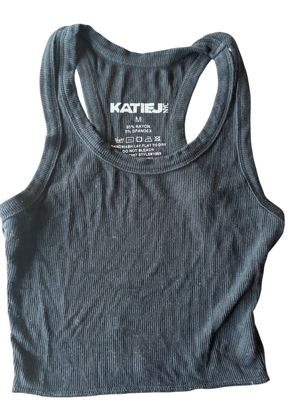 Katie J NYC Black Ribbed Racerback Tank